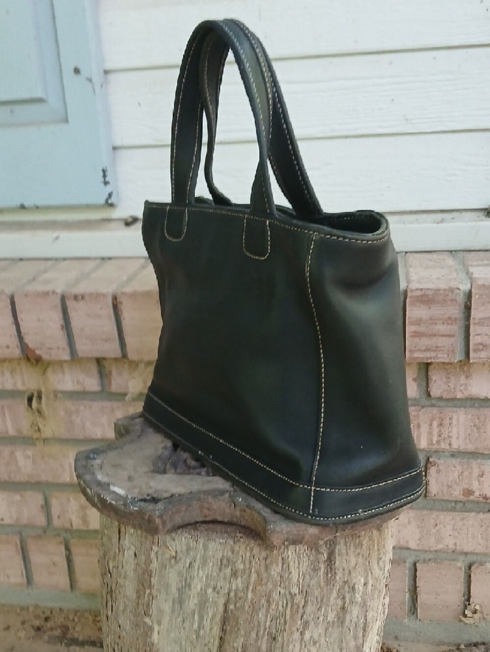 COACH.Classic Black Leather Tote Bag - Vintage, SZ.MED - Picture 6 of 12